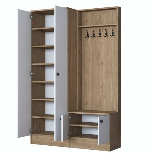 Előszoba szett Pone White and Walnut II