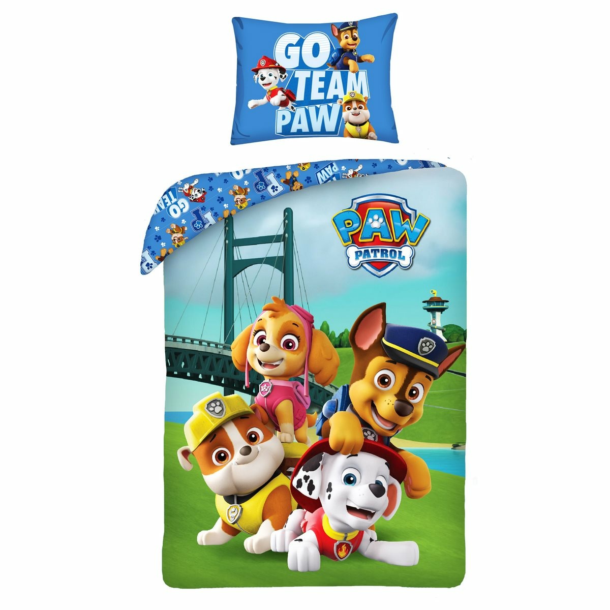 Obrázok HALANTEX -  HALANTEX Obojstranné bavlnené obliečky PAW PATROL Go Team, 140/200+70/90