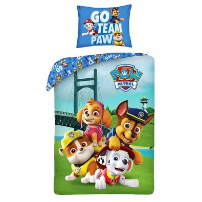 Paw Patrol Go Team Paw gyerek pamut ágyneműhuzat, 140 x 200 cm, 70 x 90 cm