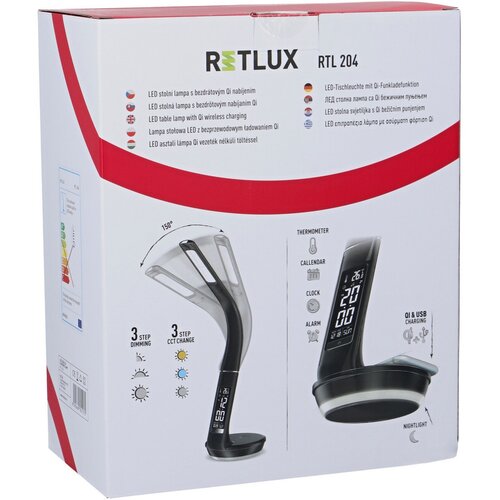 Retlux RTL 204 Lampa stołowa LED z wyświetlaczem iQi ładowaniem czarny, 6 W