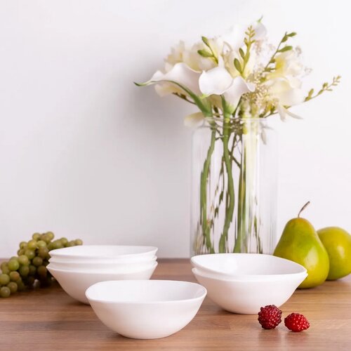Altom Komplet skled iz opalnega stekla White harmony 16 cm, 6 kosov