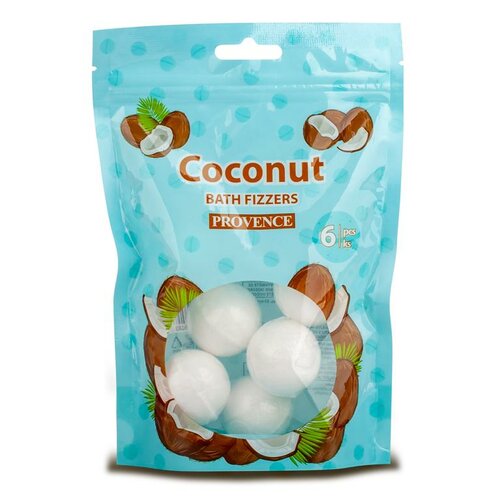 Provence Musująca kula do kąpieli Coconut, 6 szt.