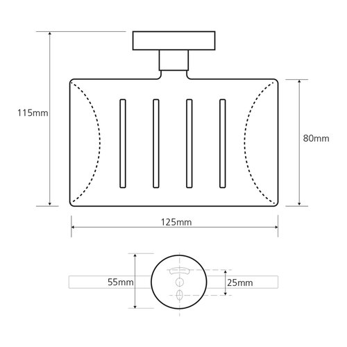 SAPHO XR804 X-round mydlovnička obdĺžniková s otvormi, chróm