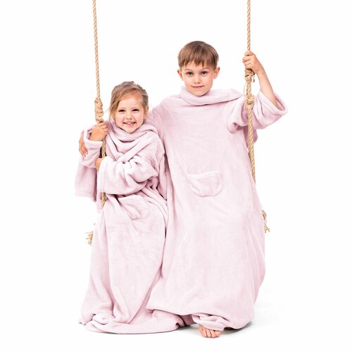 Decoking odeja z rokavi Lazy Kids pudra, 90 x 105cm