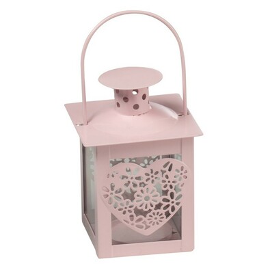 Metalowa latarenka Serduszko różowy, 10 cm