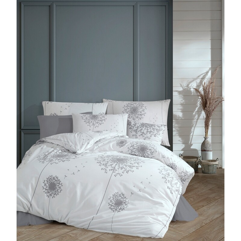 BedTex Bawełniana pościel Pampeliška szara, 220 x200 cm, 2 szt. 70 x 90 cm