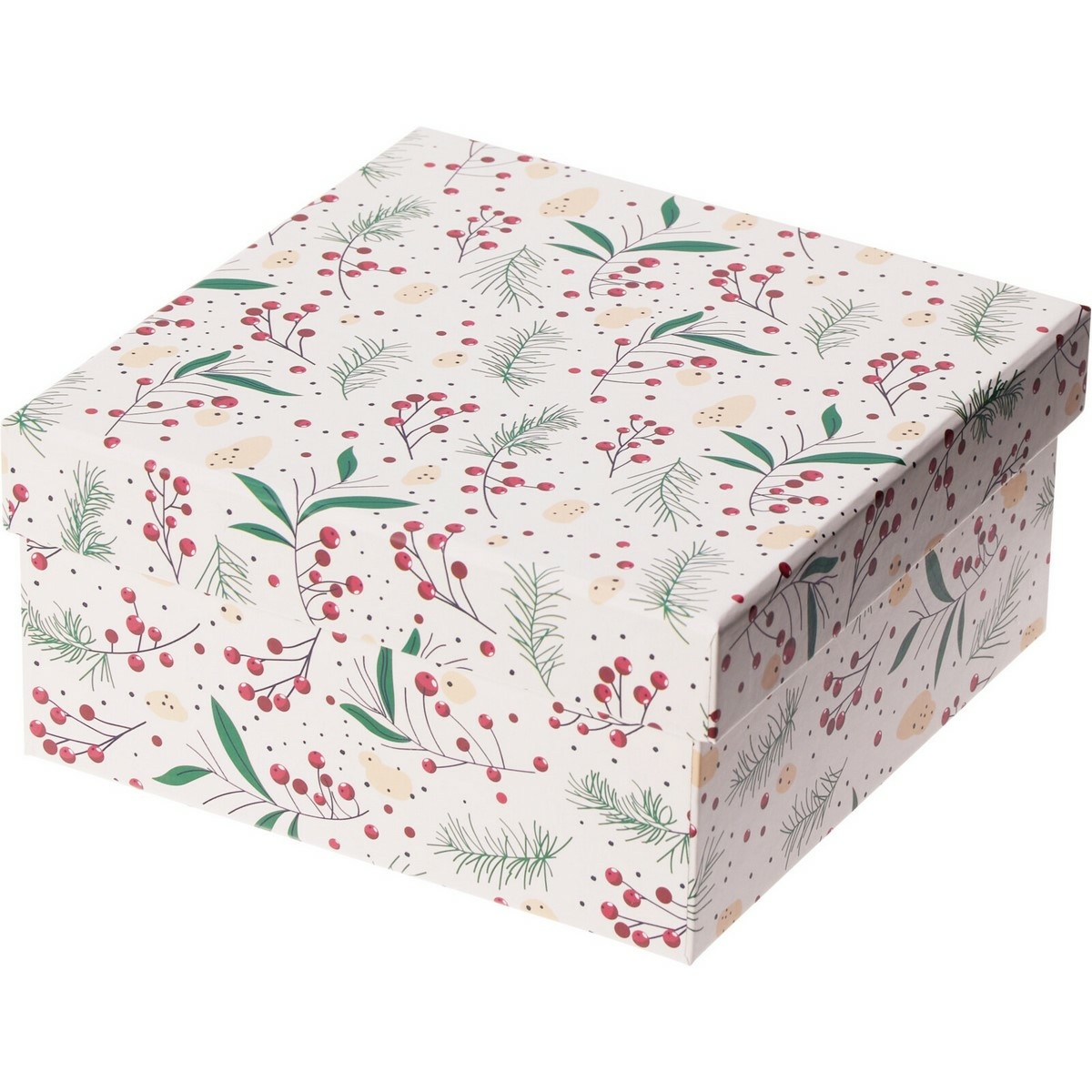 Darčekový vianočný box, biela, 14,5x7x14,5 cm