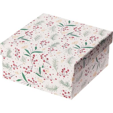 Darčekový vianočný box, biela, 14,5x7x14,5 cm
