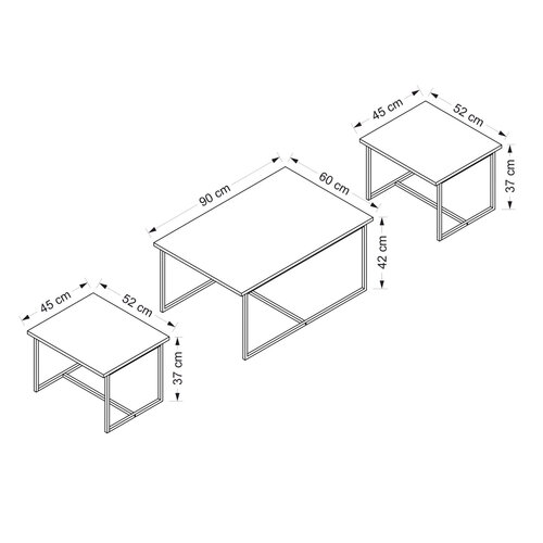 Levada Walnut kisasztal szett, 3 db