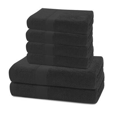 DecoKing Komplet ręczników Marina czarny, 4 szt. 50 x 100 cm, 2 szt. 70 x 140 cm