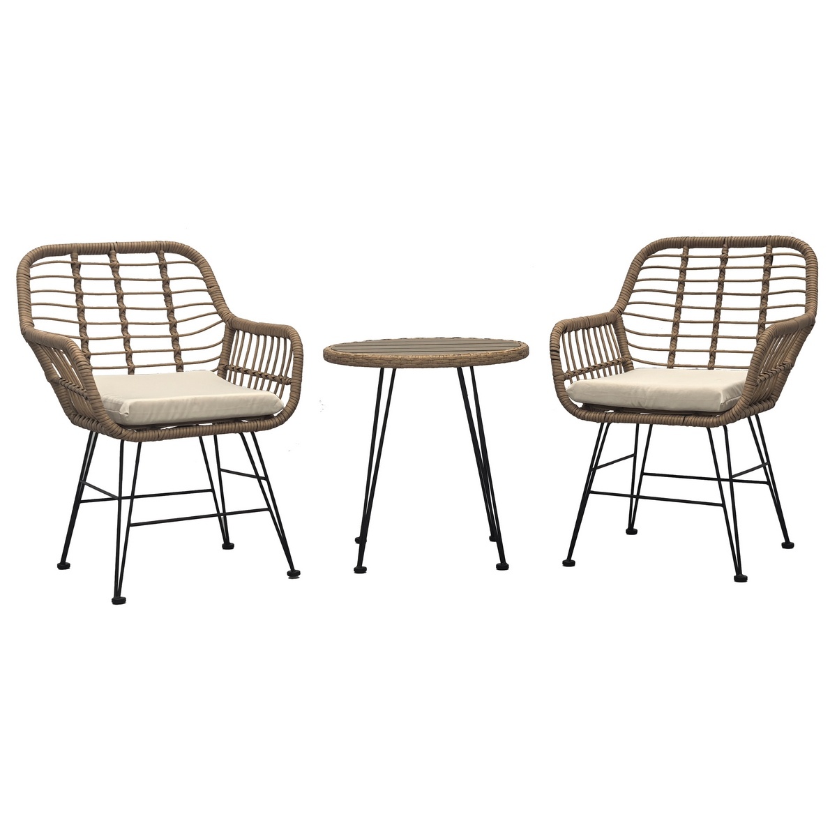 Zestaw ogrodowy Autronic 1+2, metal, poliratan, naturalny, AZ-F1208 NAT