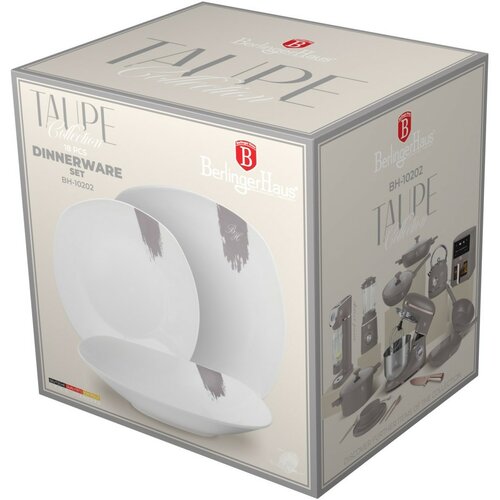 BerlingerHaus 18-częściowy zestaw talerzy Taupe, biało-szary