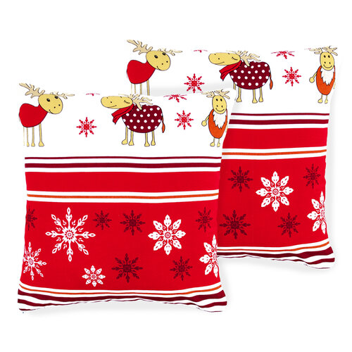 4home Weihnachtlicher Kissenbezug Rentier, 2x 40 x 40 cm