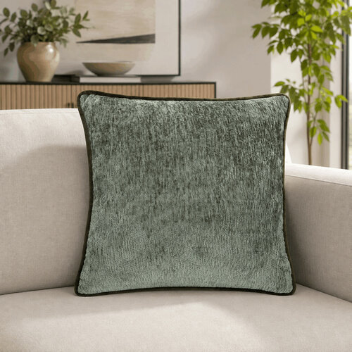 Dekorační polštář s lemem PLUSH, 50 × 50 cm, zelená