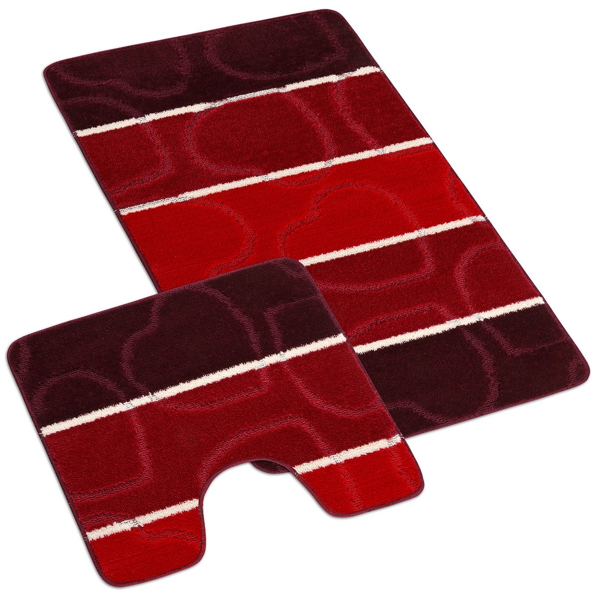 Levně Bellatex Sada koupelnových předložek Avangard Srdce červená, 60 x 100 cm, 60 x 50 cm