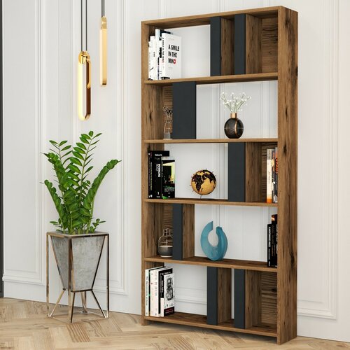 Knihovna Lima Anthracite and Walnut