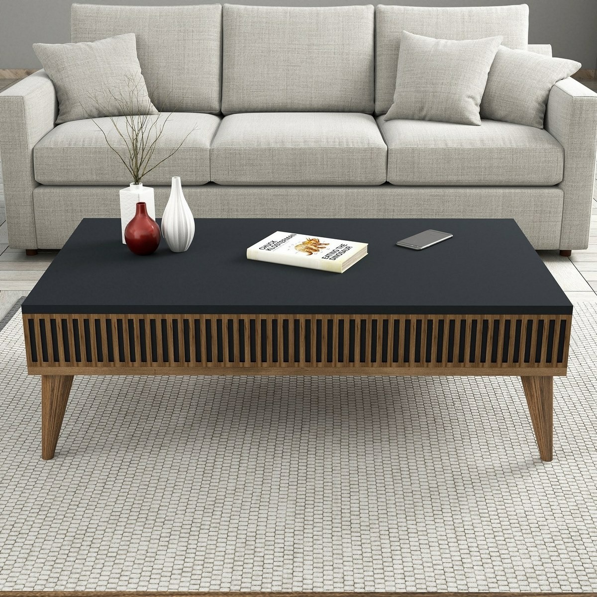 Konferenčný stolík Mila Anthracite and Walnut