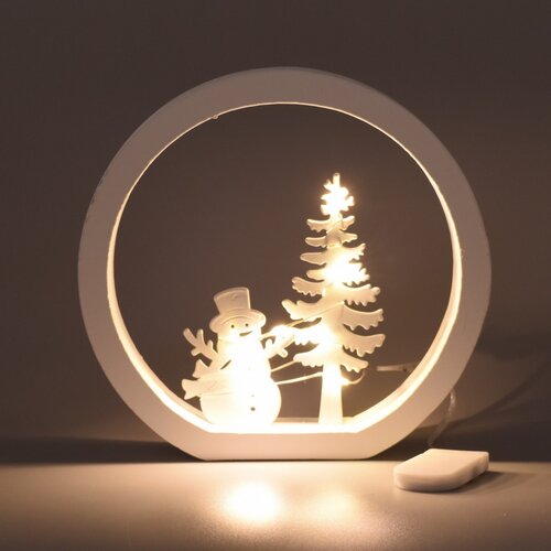 Weihnachts-LED-Dekoration „Schneemann“, Durchmesser 15 cm, warmweiß