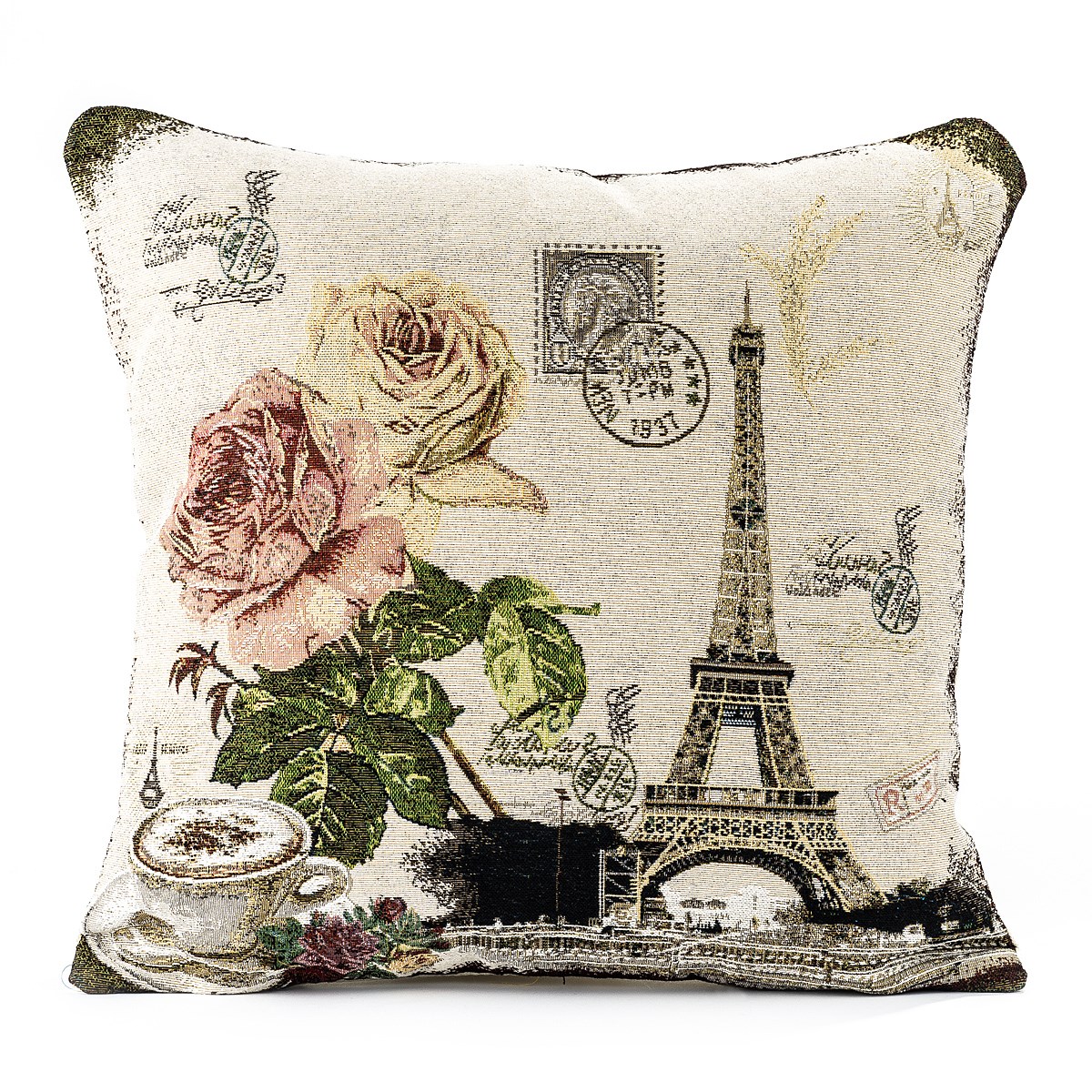 BO-MA Trading Povlak na polštářek Gobelín Rose Eiffel, 45 x 45 cm