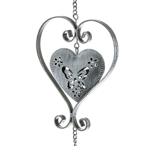 Závěsná kovová dekorace srdce, šedá