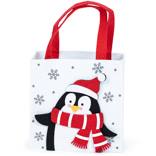 Vianočný plstený košík Tučniak, 18 x 8 x 18 cm