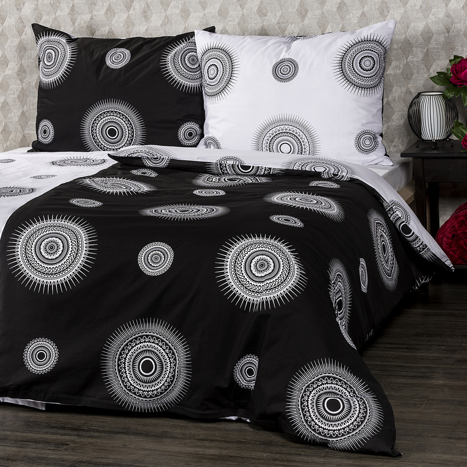 Lenjerie pat 1 pers. 4Home Tango din bumbac, alb + negru, 140 x 200 cm, 70 x 90 cm 4Home
