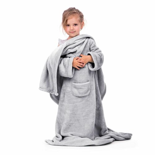 Decoking odeja z rokavi Lazy Kids jeklena, 90 x105 cm