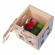 Ecotoys Dřevěná edukační kostka, 15 x 15 x 14,5 cm