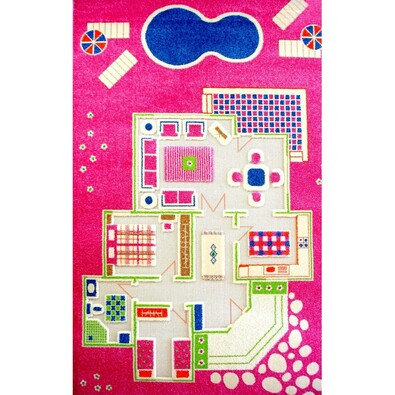 Detský koberec 3D Dom na hranie, 134 x 200 cm, ružová, 135 x 200 cm