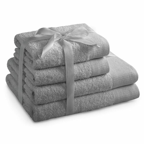 AmeliaHome Komplet ręczników Amari jasnoszary, 2 szt. 50 x 100 cm, 2 szt. 70 x 140 cm
