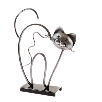 Pisică metalică în picioare, pe soclu, 31,5 cm