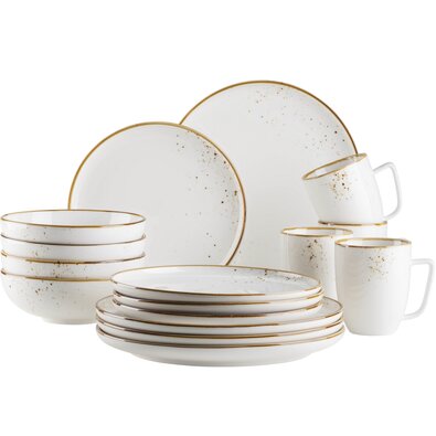 Mäser 16-częściowy zestaw naczyń Pintar White brązowe kropki