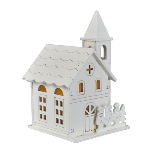 Decor iluminat de Crăciun Biserica din lemn, 8 x13 x 8 cm, LED
