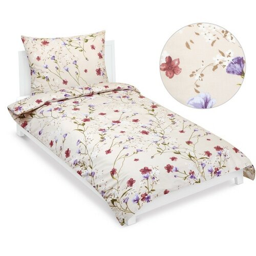 Lenjerie de pat din bumbac Bellatex Flori bej,140 x 200 cm, 70 x 90 cm