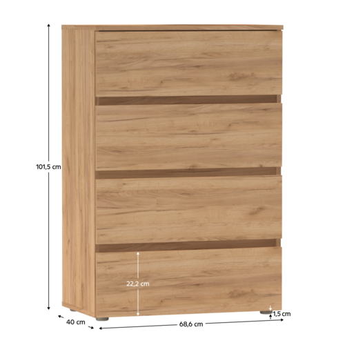 Komoda PARMAD, dąb craft złoty