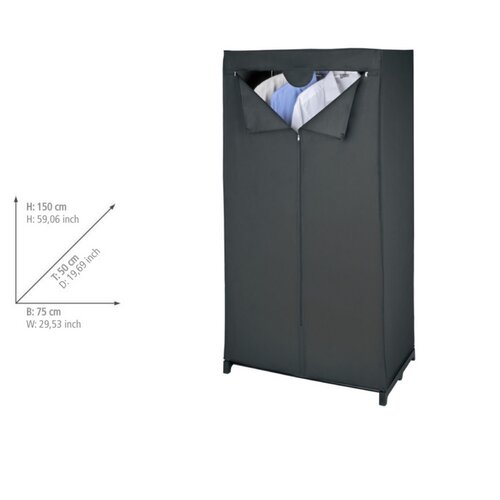 Wenko Zložljiva omara iz PEVA folije Deep Black,150 x 50 x 75 cm