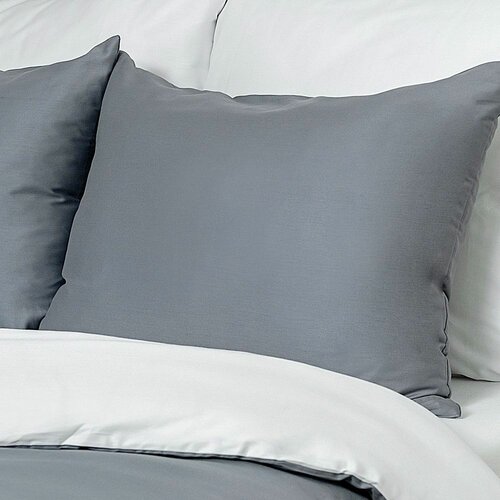 Satenasta posteljnina Luxury Collection bela/temno siva, 140 x 220 cm, 70 x 90 cm