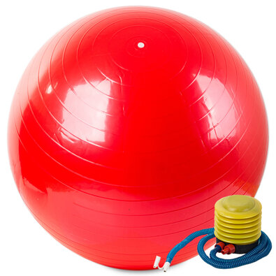 Gimnastična žoga 65 cm s črpalko, rdeča