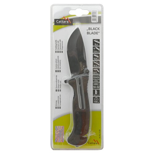 Cattara Schließmesser BLACK BLADE mit Sicherheitsverschluss, 21,5 cm