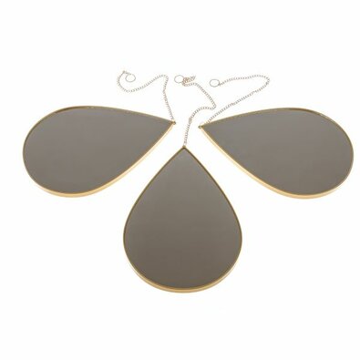 Oglindă de perete, set de 3, 27 x 1 x 19 cm