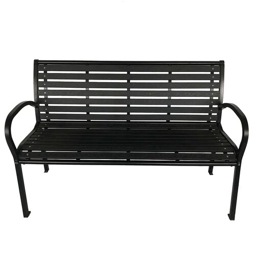 Bancă de grădină 125 x 60 x 80 cm, negru, oțel /plastic