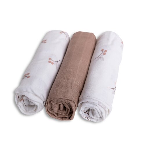 Babymatex bambusove plenice malina, 70 x 70 cm, komplet 3 kosov