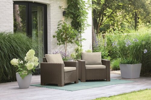 Keter Gartensessel-Set California 83 x 68 x 72 cm, 2 Stück, Cappuccino