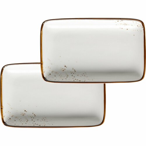 Mäser 2-teiliges Platten-Set Pintar White braune Punkte 21 x 13 x 3 cm