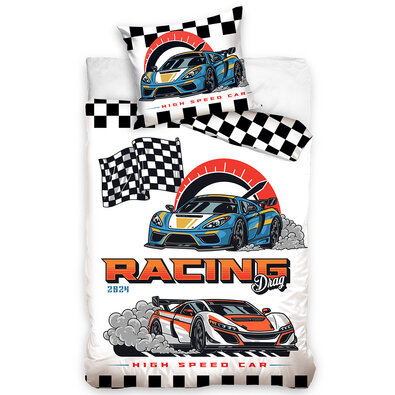 Gyerek pamut ágynemű Auta Racing Drag, 140 x 200cm, 70 x 90 cm