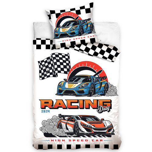 Gyerek pamut ágynemű Auta Racing Drag, 140 x 200cm, 70 x 90 cm