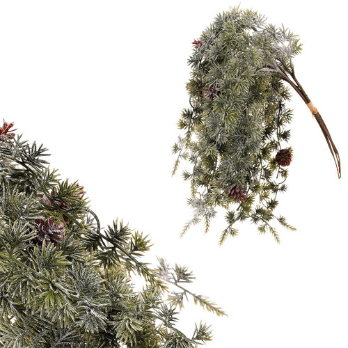 Zestaw zwisających gałęzi modrzewia, 2 szt., zielony, pokryte szronem