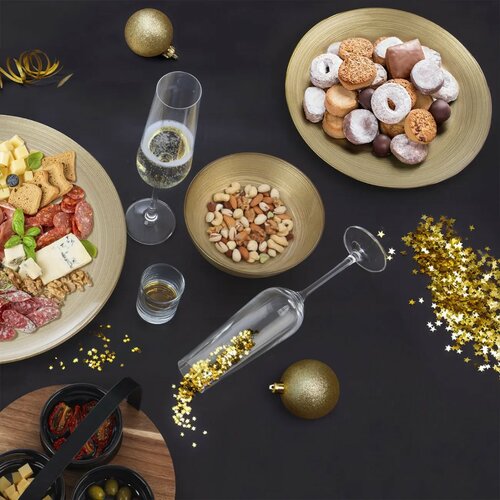Orion Üveg tálaló tál Golden, átmérő 21 cm