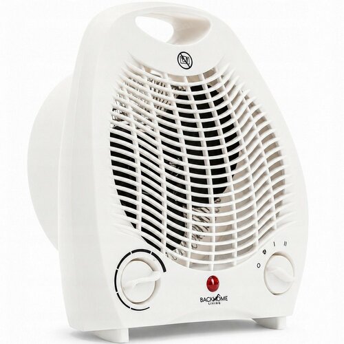 Încălzitor electric cu ventilator și întrerupător de siguranță, alb