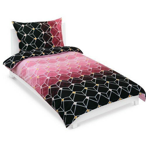 Bellatex Pościel bawełniana Plaster miodu różowy, 140 x 200 cm, 70 x 90 cm